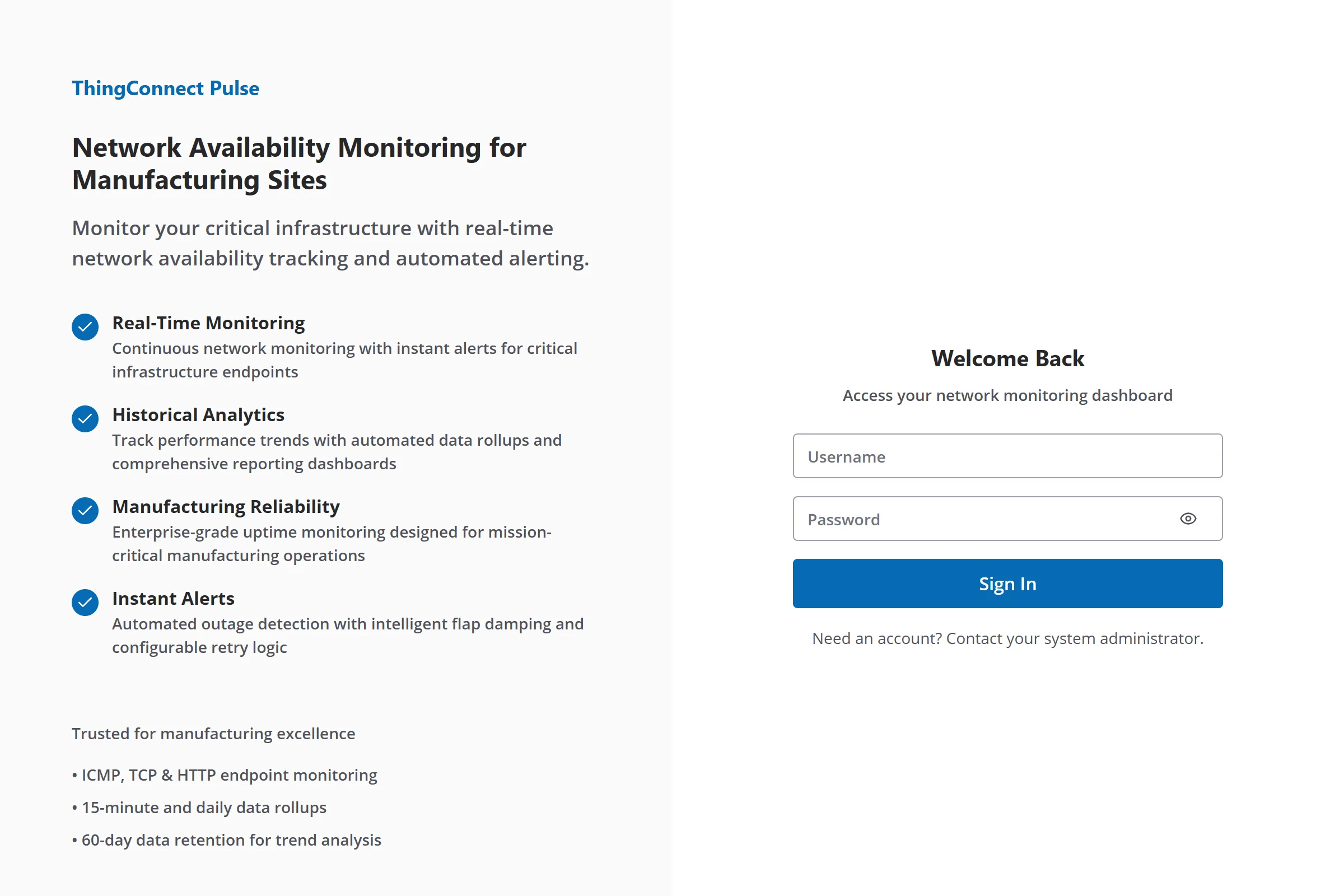 ThingConnect Pulse Login Page
