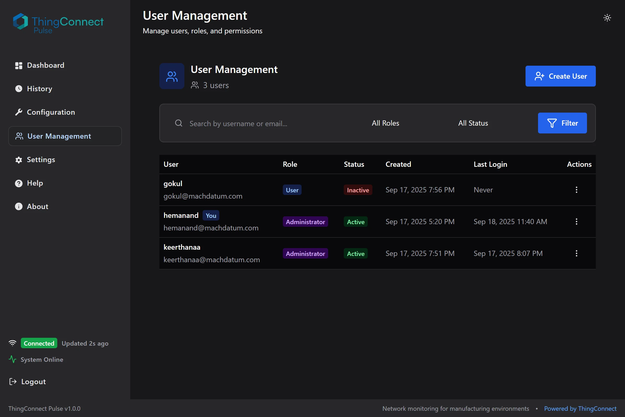 User Management Interface